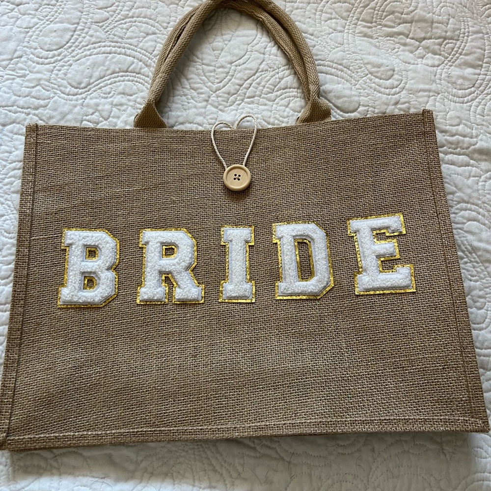 Burlap BRIDE Tote